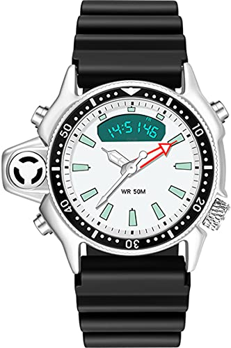 Herren Armbanduhr Analog Digital Wasserdicht Original Militär Uhr Leuchtende Stoppuhr Wecker Sportuhren Herren Digitalur Damen Watch Multifunktion Schwarz Silber von findtime