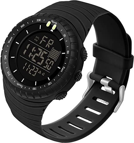 findtime Herren Digital Uhren, 50 m Wasserdicht Sport Armbanduhr Große Herrenuhren, Outdoor Stoppuhr für Männer mit LED Wecker Stoßfest Schwarz von findtime