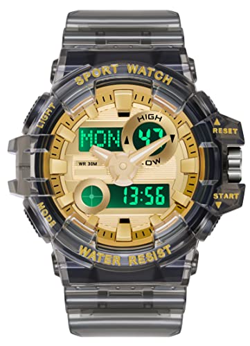 Herren Digitale Armbanduhr Militäruhren für Herren Outdoor Taktische Große Zifferblatt Stoppuhr Alarm Multifunktion LED Hintergrundbeleuchtung 30M Wasserdichte Uhr für Herren, Schwarz / Goldneu von findtime