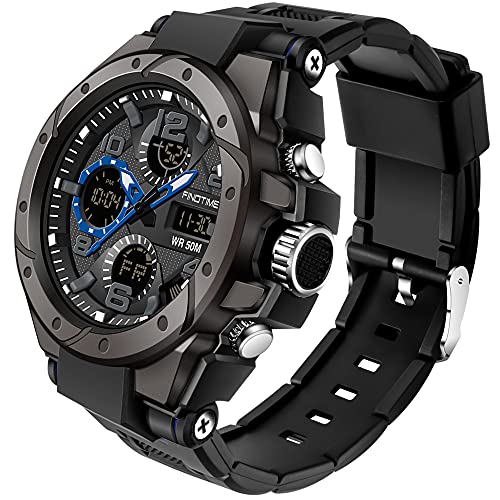 Herren Militärische Digitale Sportuhr Große Anzeige Armbanduhr 5ATM wasserdichte mit Wecker Kalender Stoppuhr Chronograph von findtime