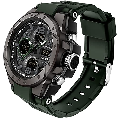Herren Militärische Digitale Sportuhr Große Anzeige Armbanduhr 5ATM wasserdichte mit Wecker Kalender Stoppuhr Chronograph von findtime