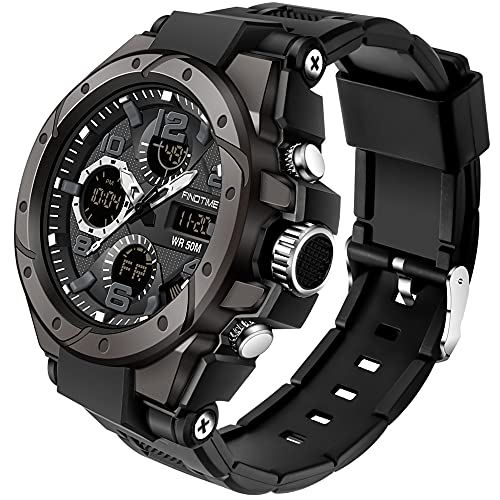 Herren Militärische Digitale Sportuhr Große Anzeige Armbanduhr 5ATM wasserdichte mit Wecker Kalender Stoppuhr Chronograph von findtime