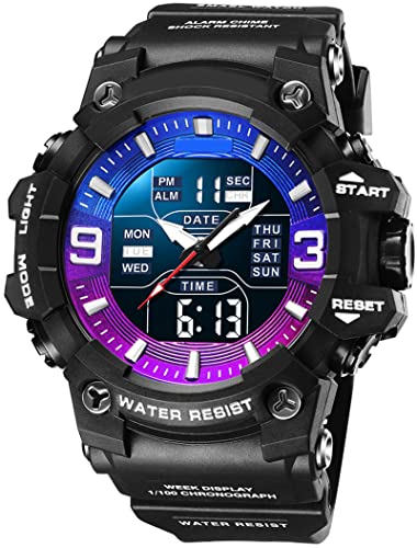 findtime Herren Sportuhr Analog Digital Armbanduhr Sport Digitaluhren Militär Uhr Outdoor Männer 5ATM Wasserdicht Herren Uhren mit LED Wecker Datum Stoppuhr 12/24H Großes Zifferblatt von findtime