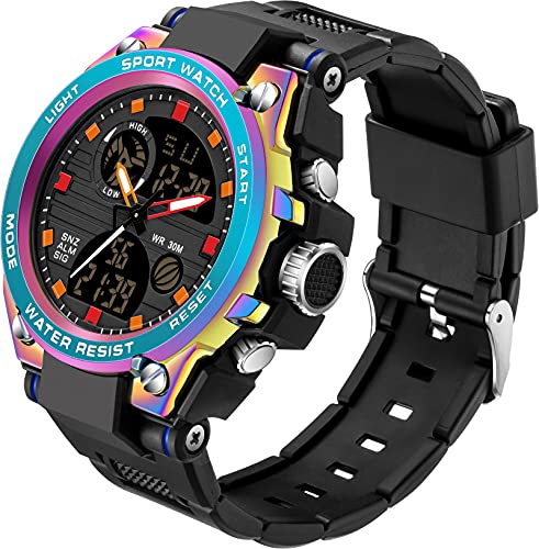 findtime Herren Sportuhr Armbanduhr Militär Digitahl Analog Uhr Männer mit Alarm Stoopuhr Timer Elektronische Uhren Stoßfest LED Wasserdicht Outdoor Cool Watch Farbig Jugendliche von findtime