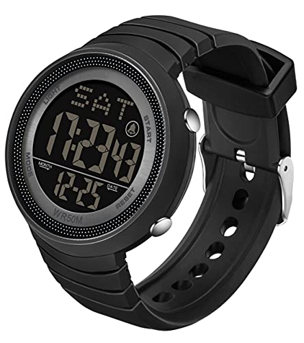 findtime Herren Uhren Jungen Damen Digitaluhr Sportuhr Armbanduhr Wecker Stoppuhr Digital LED Uhr 3 ATM Wasserdicht Schwarz Outdoor Chronograph Countdown Watch Männer Frauen von findtime