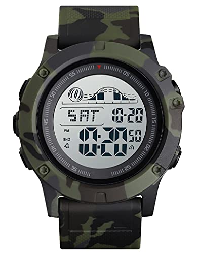 findtime Herren Uhren Sport Militär Outdoor Große Uhr Chronograph Timer Digital Armbanduhr Countdown Doppelzeit Wecker Stoppuhr LED Licht Kalender 5 ATM Wasserdicht Army Tactical Watch Männer Jungen von findtime