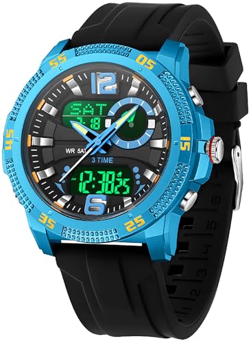 Herren Uhren Sportuhr Robuste Outdoor wasserdichte Digitale Analoge für Männer Jungen Jugendliche Teenager Armbanduhren mit Alarm Countdown LED Licht Stoppuhr von findtime