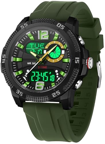 Herren Uhren Sportuhr Robuste Outdoor wasserdichte Digitale Analoge für Männer Jungen Jugendliche Teenager Armbanduhren mit Alarm Countdown LED Licht Stoppuhr von findtime