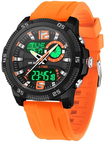 Herren Uhren Sportuhr Robuste Outdoor wasserdichte Digitale Analoge für Männer Jungen Jugendliche Teenager Armbanduhren mit Alarm Countdown LED Licht Stoppuhr von findtime