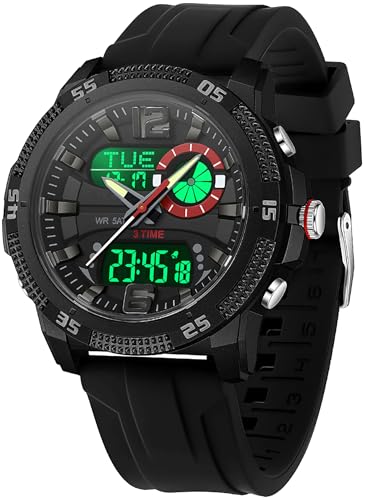 Herren Uhren Sportuhr Robuste Outdoor wasserdichte Digitale Analoge für Männer Jungen Jugendliche Teenager Armbanduhren mit Alarm Countdown LED Licht Stoppuhr von findtime