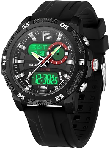 Herren Uhren Sportuhr Robuste Outdoor wasserdichte Digitale Analoge für Männer Jungen Jugendliche Teenager Armbanduhren mit Alarm Countdown LED Licht Stoppuhr von findtime