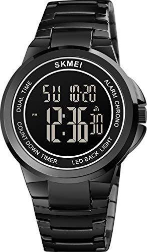 findtime Herrenuhr Digital Business Multifunktionsuhr Sportlich Armbanduhr Outdoor Metall Schlicht Schwarz Timer Stoppuhr LED Beleuchtung Kalender von findtime