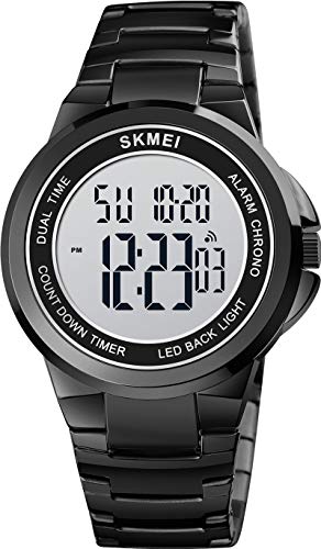 findtime Herrenuhr Digital Business Multifunktionsuhr Sportlich Armbanduhr Outdoor Metall Schlicht Schwarz Timer Stoppuhr LED Beleuchtung Kalender von findtime