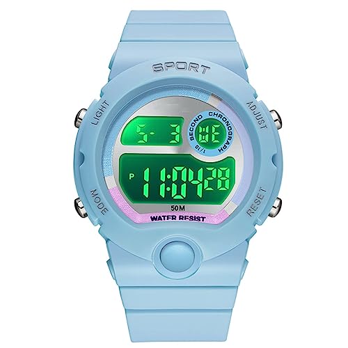 Kinder-Armbanduhr, Jungen, digital, Sport, Multifunktions-Armbanduhr, wasserdicht, Chronograph, für den Außenbereich, mit LED-Licht, Alarm, für Geschenk, blau von findtime