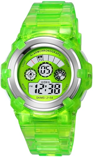 Kinderuhr Mädchen Jungen Sport Digital Uhr für Kinder Transparent 5ATM Wasserdicht Kinder Armbanduhr mit Wecker Datum Stoppuhr Sports Outdoor Uhren LED Licht von findtime