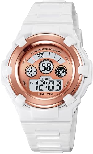 Kinderuhr Mädchen Jungen Sport Digital Uhr für Kinder Transparent 5ATM Wasserdicht Kinder Armbanduhr mit Wecker Datum Stoppuhr Sports Outdoor Uhren LED Licht von findtime