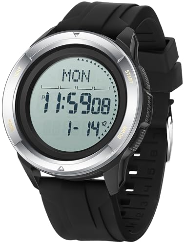 Kompass Digitale Militär Uhr für Herren Damen Gummi Armbanduhren mit Metronom Schrittzähler Duale Zeitzone Timer Stoppuhr 5ATM wasserdichte Digitaluhren von findtime
