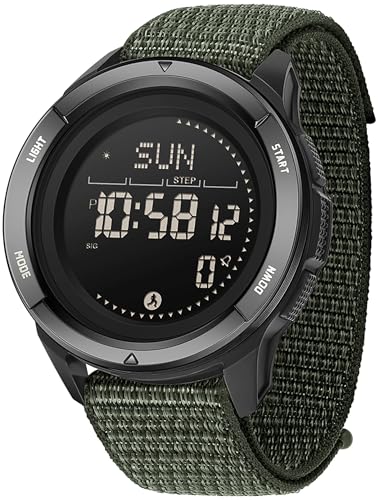Kompass Digitale Militär Uhr für Herren Damen Nylon Armbanduhren mit Metronom Schrittzähler Duale Zeitzone Timer Stoppuhr 5ATM wasserdichte Digitaluhren von findtime