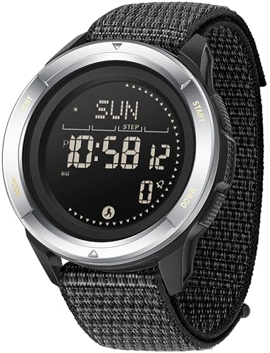 Kompass Digitale Militär Uhr für Herren Damen Nylon Armbanduhren mit Metronom Schrittzähler Duale Zeitzone Timer Stoppuhr 5ATM wasserdichte Digitaluhren von findtime