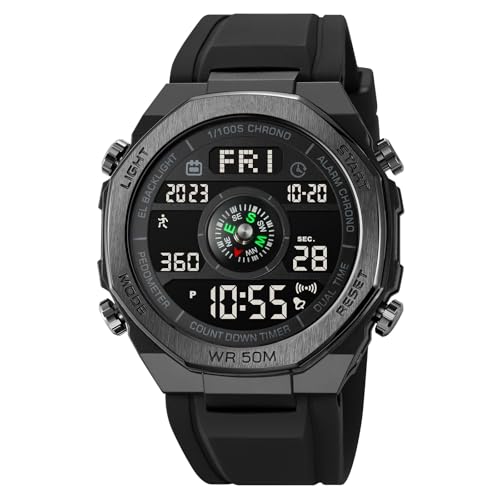 findtime Militär Uhren Herren Digitaluhr Outdoor Sport Schrittzähler ohne app und Handy Kalorienzähler Herrenuhr Digital Armbanduhr Tactical Watch Military Wasserdicht Stoppuhr Chronograph Jungen von findtime