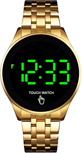 findtime LED Touchscreen Armbanduhr Gold Edelstahl Minimalistisches Design Armbanduhr Digital Modische 3ATM Wasserdicht Digitaluhr von findtime