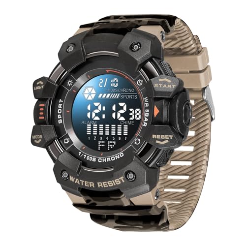 Militär Uhr Digital Herren Armbanduhr Digitaluhr Military Watch Tactical Herrenuhr Outdoor Stoppuhr Sport Chronograph Herren Wecker Vibration 5 ATM Wasserdicht Jungen Sportuhr Männer Schwarz Grün von findtime