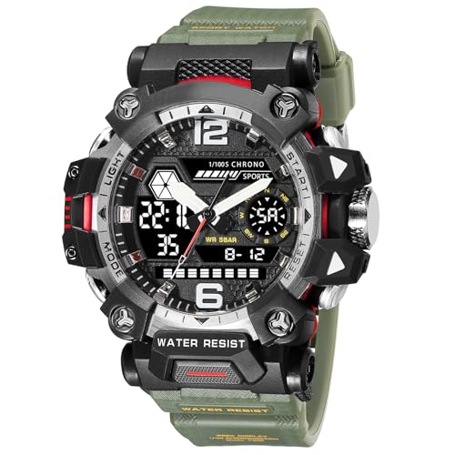Militär Uhr Herren Armbanduhr Camouflage Digitaluhr 5 ATM Wasserdicht Military Watch Tactical Outdoor Digital Herrenuhr Schwarz Grün Jungen Sportuhr Männer Chronograph Herren Stoppuhr Sport Wecker von findtime