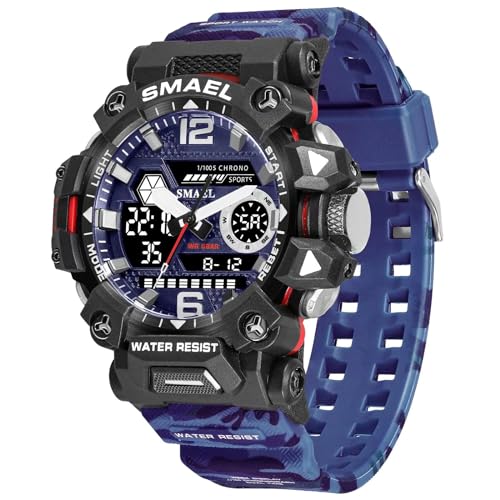 Militär Uhr Herren Armbanduhr Camouflage Digitaluhr 5 ATM Wasserdicht Military Watch Tactical Outdoor Digital Herrenuhr Schwarz Grün Jungen Sportuhr Männer Chronograph Herren Stoppuhr Sport Wecker von findtime