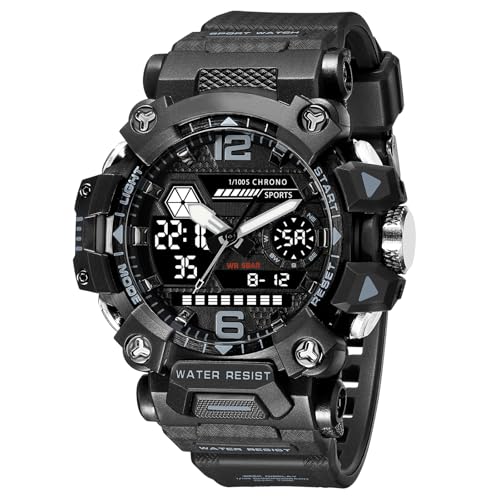 Militär Uhr Herren Armbanduhr Camouflage Digitaluhr 5 ATM Wasserdicht Military Watch Tactical Outdoor Digital Herrenuhr Schwarz Grün Jungen Sportuhr Männer Chronograph Herren Stoppuhr Sport Wecker von findtime