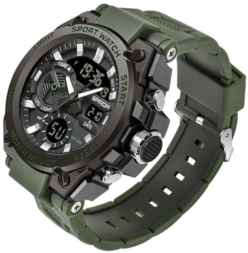 Militär Uhr Herren Armbanduhr Multifunktions Analog Digitale Sportuhr mit Stoppuhr Wecker Jungen 5ATM Wasserdicht Army Herren Uhren mit Beleuchtung Datum und Wochentag Casual Sport Watch von findtime