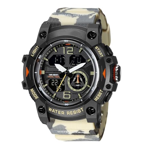 Militär Uhr Herren Digital Armbanduhr Digitaluhr Herrenuhren Tactical Watch Military Stoppuhr Sport Outdoor Chronograph Herren Wecker Vibration Jungen Sportuhr Männer 5 ATM Wasserdicht Schwarz Grün von findtime