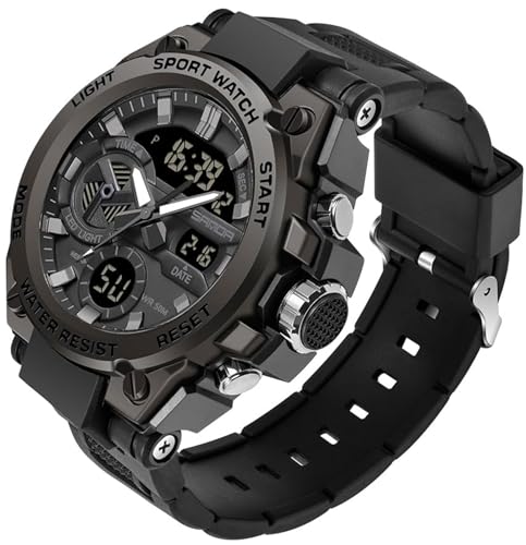 Militär Uhr Herren Digital Armbanduhr Military Watch Outdoor Tactical Watch Groß 5 ATM Wasserdicht Digitaluhr Herrenuhren Stoppuhr Sport Uhren Sportuhr Männer Jungen Chronograph Herren Schwarz Grün von findtime