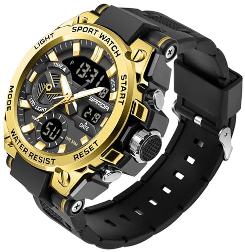 Militär Uhr Herren Digital Armbanduhr Military Watch Outdoor Tactical Watch Groß 5 ATM Wasserdicht Digitaluhr Herrenuhren Stoppuhr Sport Uhren Sportuhr Männer Jungen Chronograph Herren Schwarz Grün von findtime