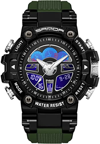 Militär Uhr Herren Digitale Armbanduhr Sportuhr Outdoor Taktische Uhren 5ATM Wasserdicht LED Analog Digitaluhr mit Wecker Datum Countdown Stoppuhr 12/24H Watch für Männer Jungen Großes Ziffernblatt von findtime