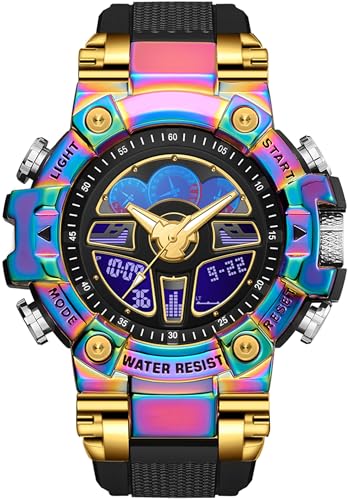 Militär Uhr Herren Digitale Armbanduhr Sportuhr Outdoor Taktische Uhren 5ATM Wasserdicht LED Analog Digitaluhr mit Wecker Datum Countdown Stoppuhr 12/24H Watch für Männer Jungen Großes Ziffernblatt von findtime