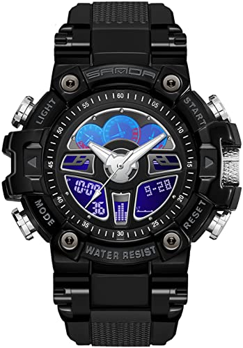 Militär Uhr Herren Digitale Armbanduhr Sportuhr Outdoor Taktische Uhren 5ATM Wasserdicht LED Analog Digitaluhr mit Wecker Datum Countdown Stoppuhr 12/24H Watch für Männer Jungen Großes Ziffernblatt von findtime