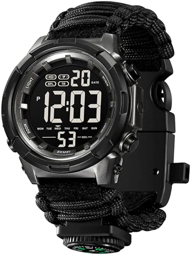Militär Uhr Herren Sport Armbanduhr Herren Digital 5ATM Wasserdicht Outdoor Uhr Sportuhr Digital Uhr Armband Männer Military Watch Camouflage LED Chronograph 12/24 Stunden Coutdown Taktische Uhren von findtime