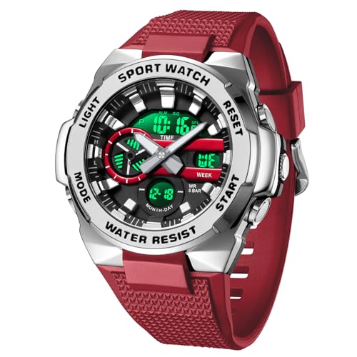 Militär Uhr wasserdichte Digitaluhr Herren Herrenarmbanduhren Outdoor Uhr Herren mit LED-Leuchtdisplay Analogen Zeigern und Digitalen Zahlen von findtime