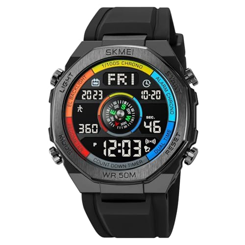 Militär Uhren Herren Armbanduhr Herrenuhr Digital Uhr Schrittzähler Tactical Watches for Men Sportuhren für Herren Outdoor Digitaluhr für Jungen mit Messung des Kalorienverbrauchs und der Distanz von findtime