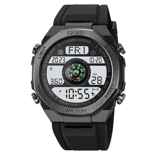 Militär Uhren Herren Armbanduhr Herrenuhr Digital Uhr Schrittzähler Tactical Watches for Men Sportuhren für Herren Outdoor Digitaluhr für Jungen mit Messung des Kalorienverbrauchs und der Distanz von findtime