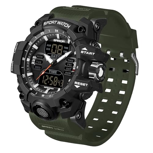 Militär Uhren Herren Armbanduhr Herrenuhr Digital Uhr Tactical Watches for Men Sportuhren für Herren Outdoor Digitaluhr für Jungen LED-Leuchtdisplay mit Analogen Zeigern und Digitalen Zahlen von findtime