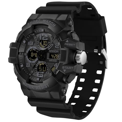 Militär Uhren Herren Armbanduhr Herrenuhr Digital Uhr Tactical Watches for Men Sportuhren für Herren Outdoor Digitaluhr für Jungen LED-Leuchtdisplay mit Analogen Zeigern und Digitalen Zahlen von findtime