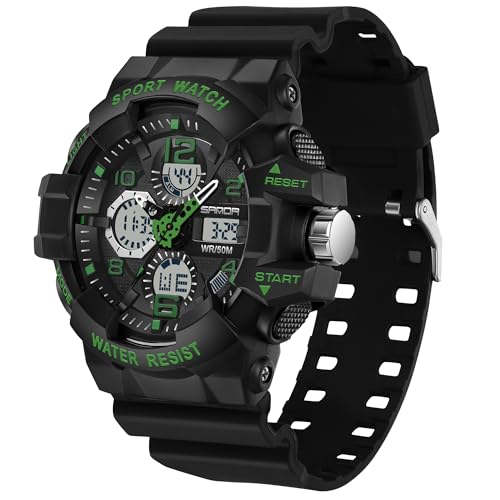 Militär Uhren Herren Armbanduhr Herrenuhr Digital Uhr Tactical Watches for Men Sportuhren für Herren Outdoor Digitaluhr für Jungen LED-Leuchtdisplay mit Analogen Zeigern und Digitalen Zahlen von findtime