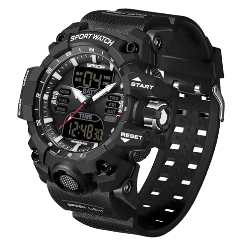 Militär Uhren Herren Armbanduhr Herrenuhr Digital Uhr Tactical Watches for Men Sportuhren für Herren Outdoor Digitaluhr für Jungen LED-Leuchtdisplay mit Analogen Zeigern und Digitalen Zahlen von findtime