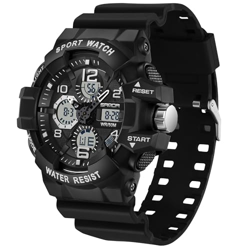 Militär Uhren Herren Armbanduhr Herrenuhr Digital Uhr Tactical Watches for Men Sportuhren für Herren Outdoor Digitaluhr für Jungen LED-Leuchtdisplay mit Analogen Zeigern und Digitalen Zahlen von findtime