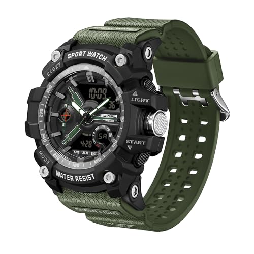 Militär Uhren Herren Armbanduhr Herrenuhr Digital Uhr Tactical Watches for Men Sportuhren für Herren Outdoor Digitaluhr für Jungen LED-Leuchtdisplay mit Analogen Zeigern und Digitalen Zahlen von findtime