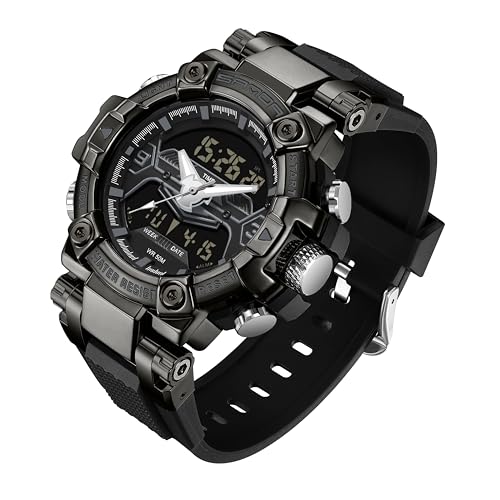 Militär Uhren Sportuhren für Herren Armbanduhr Herrenuhr Digital Uhr Tactical Watches for Men Outdoor Digitaluhr für Jungen LED-Leuchtdisplay mit Analogen Zeigern und Digitalen Zahlen von findtime