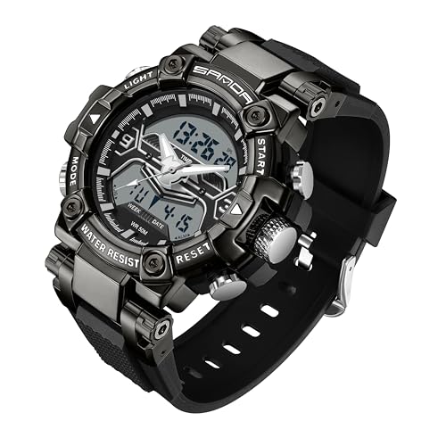 Militär Uhren Sportuhren für Herren Armbanduhr Herrenuhr Digital Uhr Tactical Watches for Men Outdoor Digitaluhr für Jungen LED-Leuchtdisplay mit Analogen Zeigern und Digitalen Zahlen von findtime