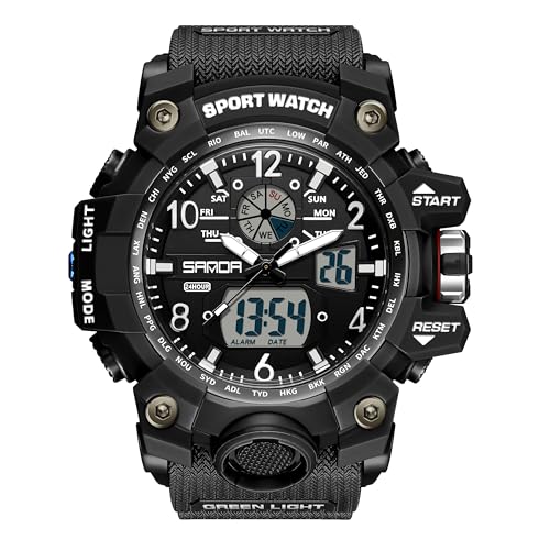 Militär Uhren Sportuhren für Herren Armbanduhr Herrenuhr Digital Uhr Tactical Watches for Men Outdoor Digitaluhr für Jungen LED-Leuchtdisplay mit Analogen Zeigern und Digitalen Zahlen von findtime