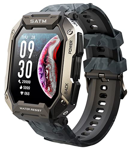 Military Smart Watches for Men with h Blood Oxygen Bluetooth Calls Message Reminder Activity Tracker with Step Counter Body Energy Monitoring 5ATM Waterproof for Android Phones iOS, Schwarz Military Smart Watches for Men with h Blood Oxygen Bluetooth Calls Message Reminder Activity Tracker with Step Counter Body Energy Monitoring 5ATM Waterproof for Android Phones iOS, Schwarz von findtime